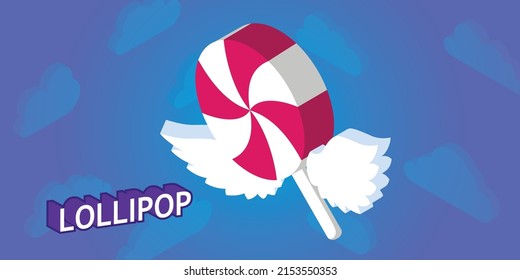 Lollipop isometric design icon. Vector web illustration. 3d colorful concept