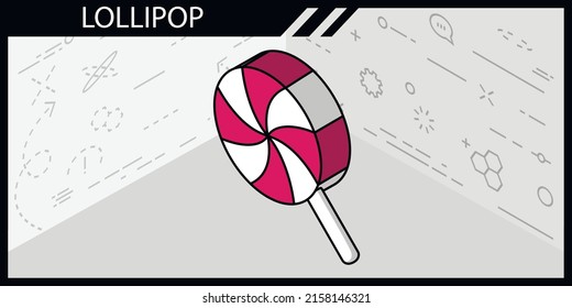 Lollipop isometric design icon. Vector web illustration. 3d colorful concept