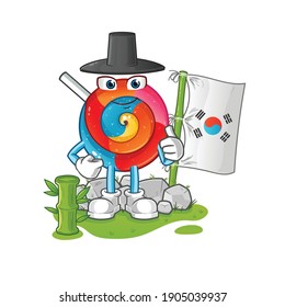 lollipop korean character. cartoon mascot vector
