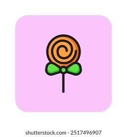 Lollipop line icon. Candy, swirl, sweet. Trick or treat concept. Can be used for topics like confectionary, food, Halloween