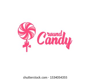 Lollipop logo design. Sweet sucking candy vector design. Caramel sweets logotype