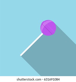 Lollipop with long shadow illustration in flat style. Vector