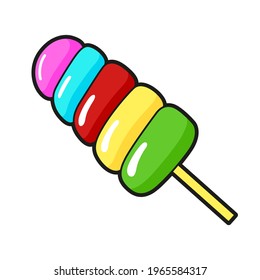 Lollipop on stick cartoon icon. Sweets, goodies, yummy for child. Sweetmeat, dessert, confectionary, sugar tasty snack for kids. Vector illustration isolated on white background.