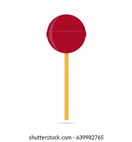 Lollipop on a stick on a white background.