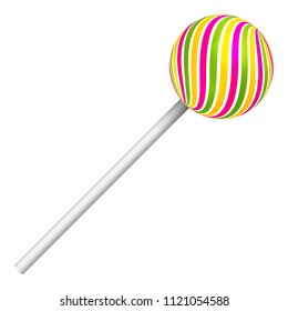 Lollipop on a white background. A realistic sweet candy. Vector illustration