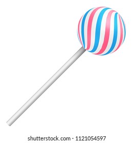 Lollipop on a white background. A realistic sweet candy. Vector illustration