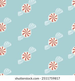 Padrão de pirulito. Fundo doce e sem emenda com doce, impressão de pirulito, textura. Colorido lolly para têxtil, tecido, papel de parede e design de pacote. Ilustração de vetor plano imprimível de repetição