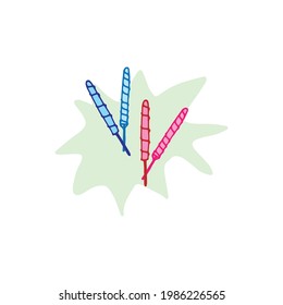 Lollipop and Popsicle Collection: Playful hand-drawn illustration featuring a delightful assortment of lollipops and popsicles in blue and pink. Ideal for creating a whimsical and cheerful atmosphere.