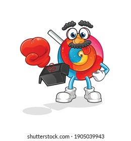 lollipop prank with glove in box cartoon. cartoon mascot vector