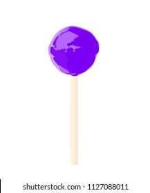 Lollipop purple realistic vector illustration isolated no background