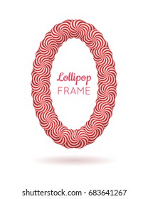 Lollipop red frame. Border to display favorite memories and pictures, share photo. Realistic mockup vector illustration on white background