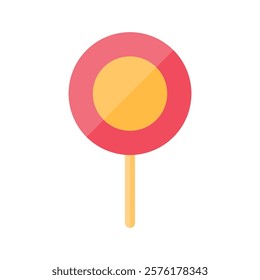 Lollipop with a red and yellow on a stick. Vector illustration