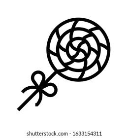 Lollipop with ribbon vector illustration, line design icon