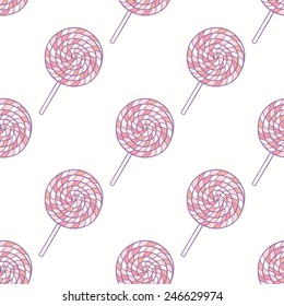 Lollipop seamless pattern. White background