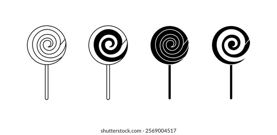 Lollipop set icons. Linear and silhouette style. Vector icons.