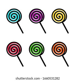 Lollipop set isolated on white background. Vector illustration.