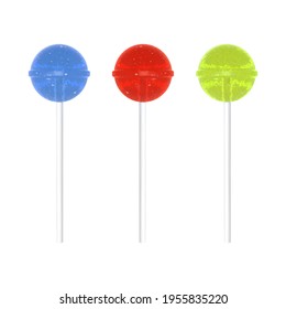 Lollipop set sweet food. Colorful sugar candy dessert. Vector illustration.