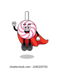 caricatura espiral lollipop con superhéroe volador , diseño de personajes