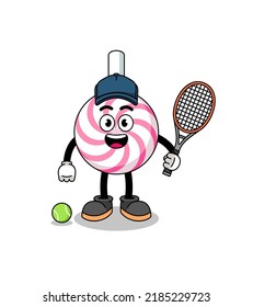 lollipop spiral illustration as a tennis player , character design