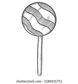 lollipop stick sweet candy isolated doodle hand drawn sketch with outline style