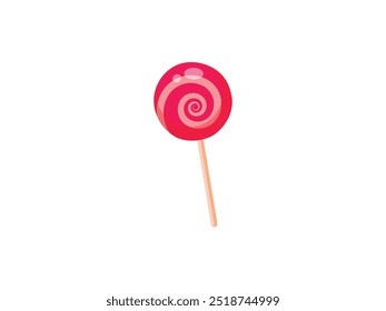 Lollipop stick. Traditional realistic xmas candy and red, white stripes. Santa caramel cane on white background