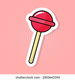 Lollipop sticker in trendy pop art style. Vector illustration.