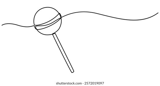  lollipop sticks vector one line continuous drawing illustration. Hand drawn linear silhouette icon. Minimal outline design element for print, banner, card, wall art poster, candy.