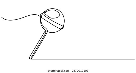  lollipop sticks vector one line continuous drawing illustration. Hand drawn linear silhouette icon. Minimal outline design element for print, banner, card, wall art poster, candy.