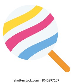 A lollipop, sugar hard candy mounted on a stick 