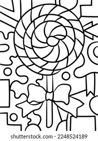 Lollipop Sweet Candy Coloring Page for Kids