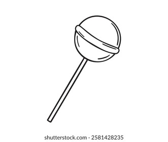 Lollipop sweet candy or lollipop on a stick doodle hand drawn icon. Outline drawing lollipop line clipart symbol. Vector illustration