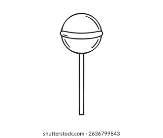Lollipop sweet candy or lollipop on a stick doodle hand drawn icon. Outline drawing lollipop line clipart symbol. Vector illustration