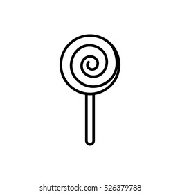 lollipop sweet candy sugar line icon black and white