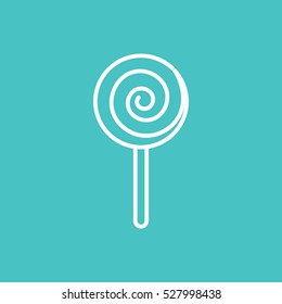 lollipop sweet candy sugar line icon blue and white