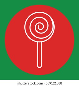 lollipop sweet candy sugar line white icon in red circle