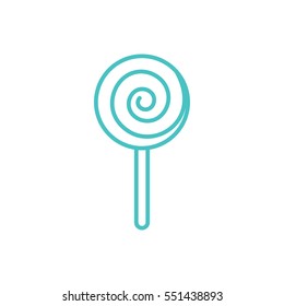 lollipop sweet candy sugar line icon blue and white