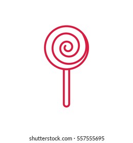 lollipop sweet candy sugar line icon red and white