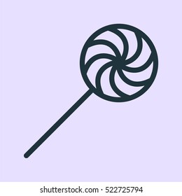 Lollipop Sweet Candy Sugar Minimalistic Flat Line Outline Stroke Icon Pictogram Symbol