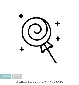 Lollipop sweet confectionery vector icon. Winter sign. Graph symbol for event and holiday web site and apps design, logo, app, UI