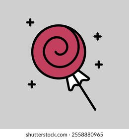 Lollipop sweet confectionery vector icon. Winter sign. Graph symbol for event and holiday web site and apps design, logo, app, UI