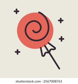 Lollipop sweet confectionery vector icon. Winter sign. Graph symbol for event and holiday web site and apps design, logo, app, UI