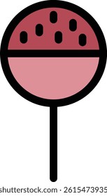 A lollipop is a sweet, flavored candy mounted on a stick, often enjoyed by kids and adults alike. It comes in various colors, shapes, and fruity or creamy flavors