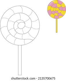 Lollipop tracing worksheet, kindergarten activity, preschool activity, coloring pages