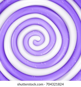 Lollipop Vector Background. Realistic Candy Round Purple Swirl Illustration