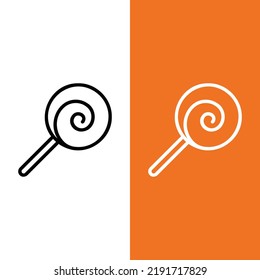 Lollipop Vector Icon in Outline Style. a Lollipop is a type of sugar candy mounted on a stick. Vector illustration icon can be used for an app, website, or part of a logo.