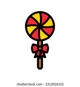 Lollipop vector illustration, filled style icon editable outline