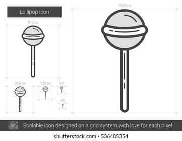 Lollipop vector line icon isolated on white background. Lollipop line icon for infographic, website or app. Scalable icon designed on a grid system.