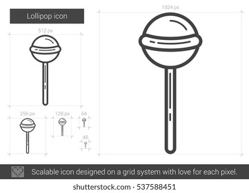 Lollipop vector line icon isolated on white background. Lollipop line icon for infographic, website or app. Scalable icon designed on a grid system.