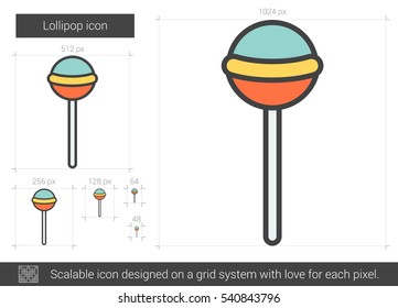 Lollipop vector line icon isolated on white background. Lollipop line icon for infographic, website or app. Scalable icon designed on a grid system.
