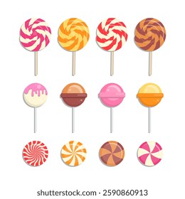 Lollipop Vector Set. Collection of Sweets, Candies, Sugar Caramel.